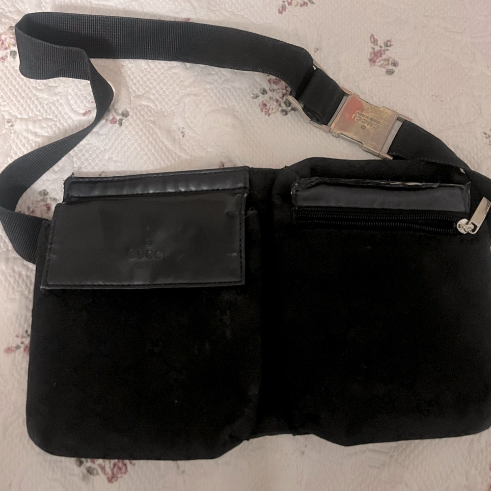 Gucci Black Monogram GG Belt Bag Fanny Pack Waist Bag